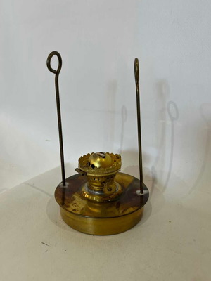 Vintage brass hanging and table oil lamp 17x10