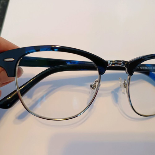 Women's eyeglass frame used, blue and silver