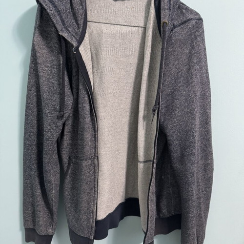 Pull & Bear men's knitted jacket with Sherpa lining and hood, used, size M