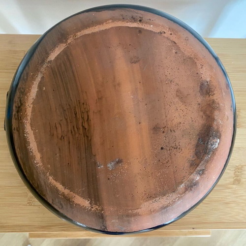 Vintage Ceramic Pottery Clay Casserole Used, 1950s Rustic Kitchenware