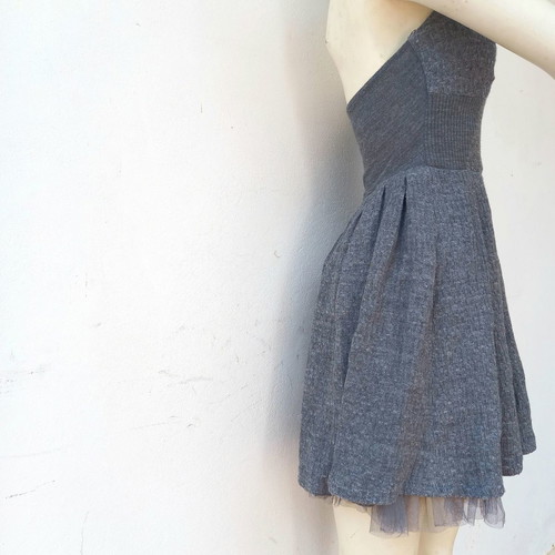 Stradivarius knitted backless dress used, gray, size M