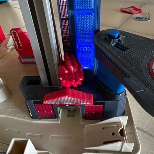 Hot Wheels Mega Garage playset used with Fast Blast Car Park and truck