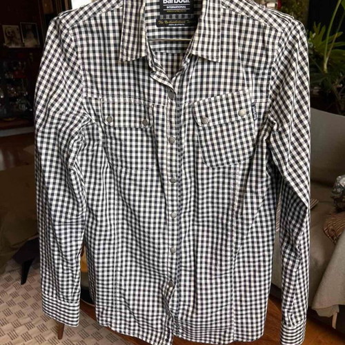 Barbour International women's black and white gingham shirt, size M