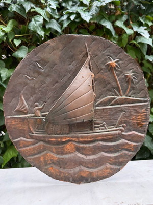 Copper decorative relief used with sea scene