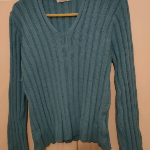 Figaro knitted sweater used, turquoise, size M