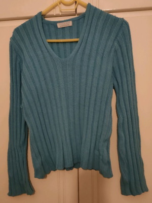 Figaro knitted sweater used, turquoise, size M