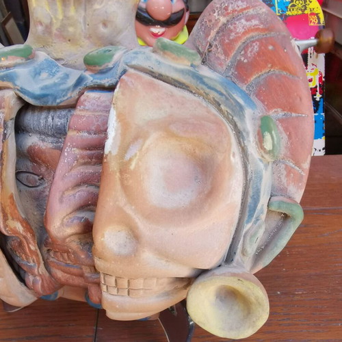 Ceramic mask used with three stages of human life Maya art