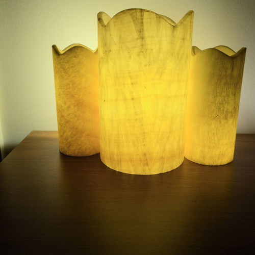 Set of 3 natural onyx alabaster cylinders