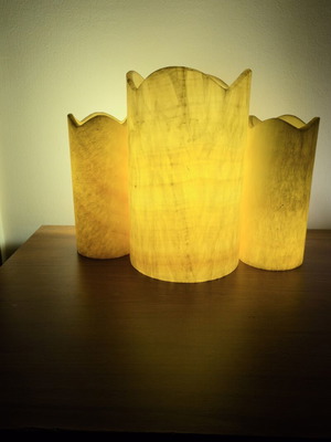 Set of 3 natural onyx alabaster cylinders