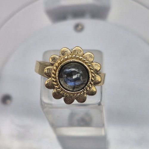 Labradorite crystal brass adjustable ring new