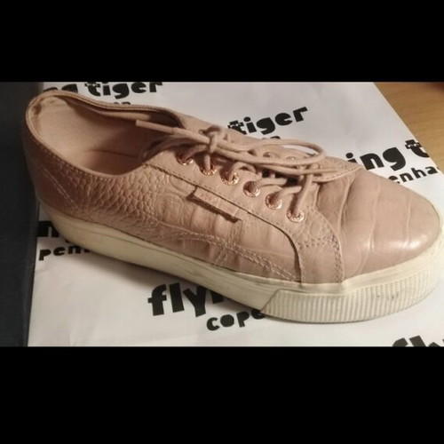 Superga women's leather shoes with double sole, like new, size 39.5, dusty pink