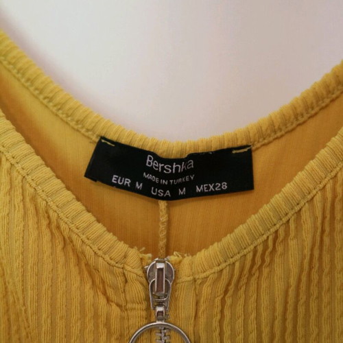 Ribbed dress Bershka with zipper like new, yellow