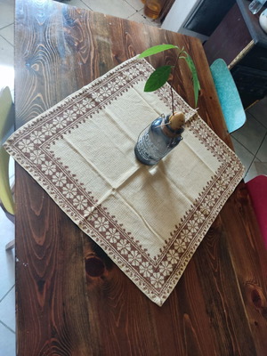 Handmade Tablecloth 70x67 with Traditional Cross Stitch Like New