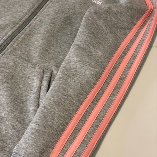 Adidas sweatshirt jacket size S gray with salmon stripes like new