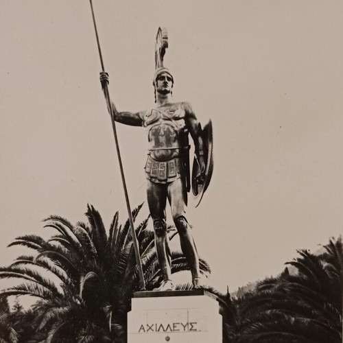 Achilles postcard used, black and white