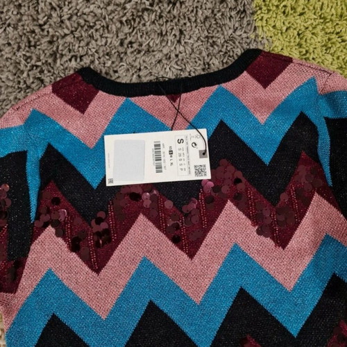 Zara knitted dress new with tag, size S, pink and blue with sequins