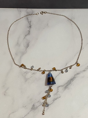 Pendant necklace like new, blue and silver