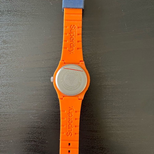 Superdry analogue watch like new with multicolor orange silicone strap