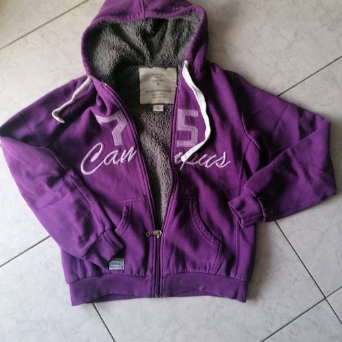 Women's cardigan with fur like new, purple, size S