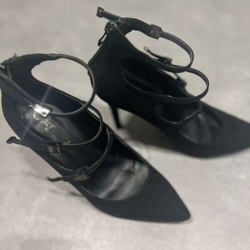 Heels with straps size 39 used, black, narrow fit