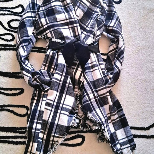 Checked black and white coat new wool and polyester size M Eu38