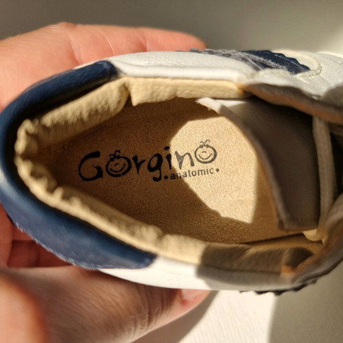Gorgino Leather Baby Shoes N21 White with Blue Details Like New
