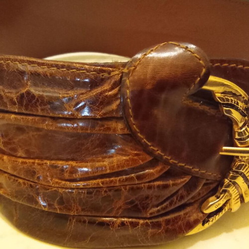 Handmade Vrasidas wide belt, genuine leather, like new, brown