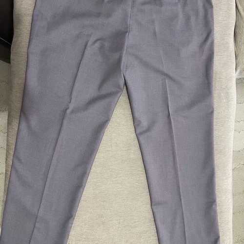 Light Grey Tuxedo Suit Set with Black Satin Shawl Collar, Size L