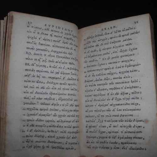 Euripides Ekavi Tragedy Book used, Greek and Latin, 18th century edition