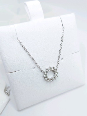 Stainless steel necklace with zirconia new, hypoallergenic
