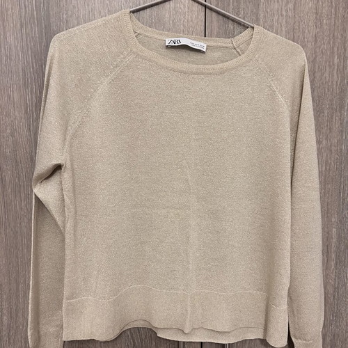 Zara blouse beige with golden details like new, size S
