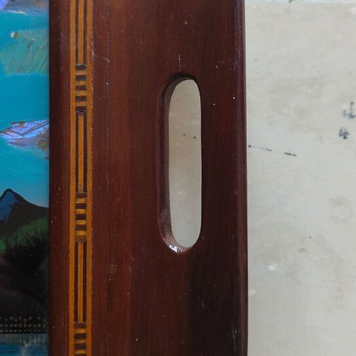 Wooden vintage tray with butterfly wings like new