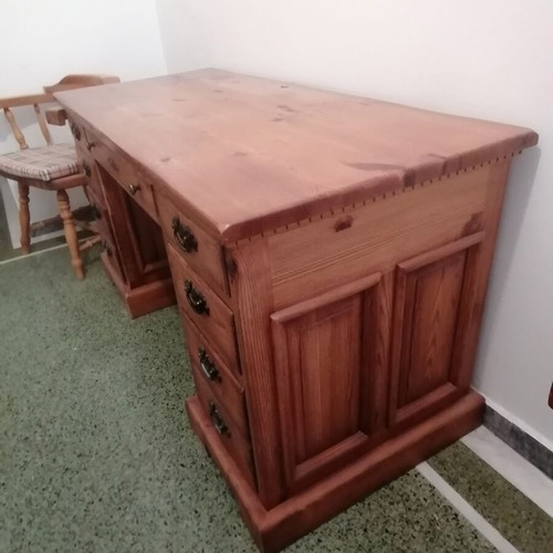 Solid Austrian Pine Desk used with two chairs