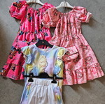 Girls' clothing bundle new, 2 dresses and 1 set size 110/116