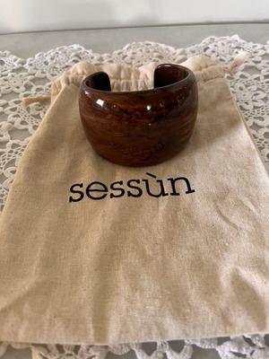 Sessun Wide Resin Bracelet with Marbled Effect, New, Brown