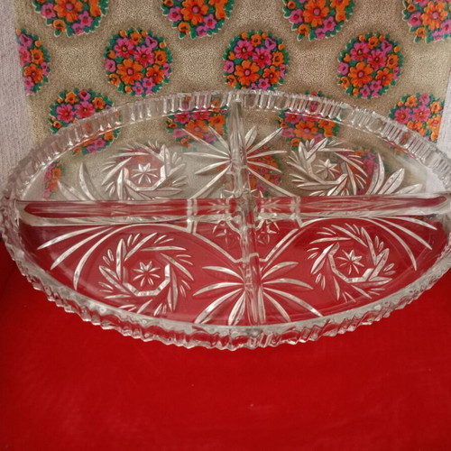 Crystal Serving Tray with Engravings New in Original Box