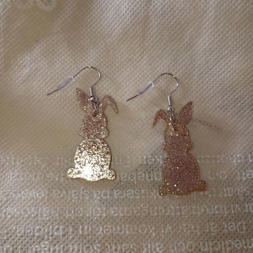 Earrings tiger bunnies new, double-sided with gold and white tails