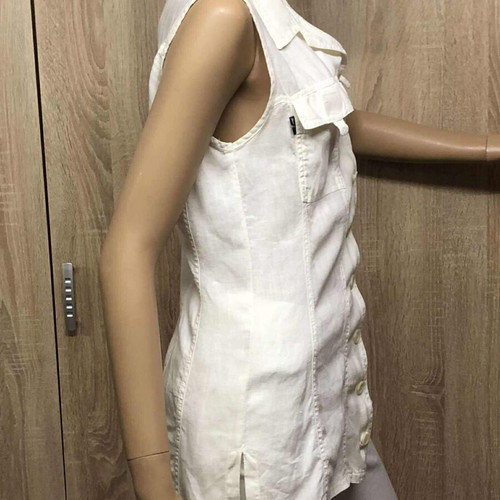 Hype sleeveless white linen shirt, size M