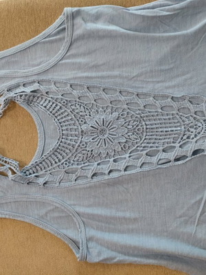 Blouse sky blue sleeveless with back design used