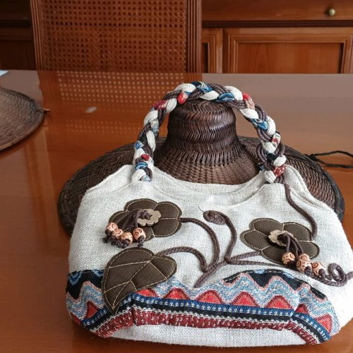 Temu fabric handbag like new, beige