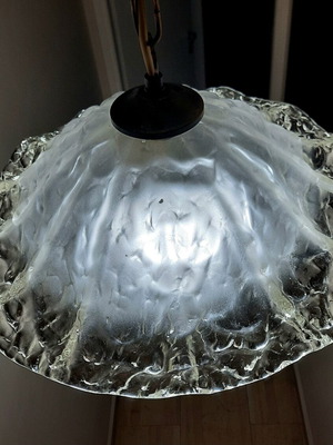 Murano Ice Glass Vintage Ceiling Light 38cm Mazzega 1970s