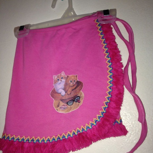 Fuchsia pareo with kittens No4 new, 100% cotton