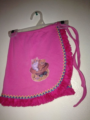 Fuchsia pareo with kittens No4 new, 100% cotton