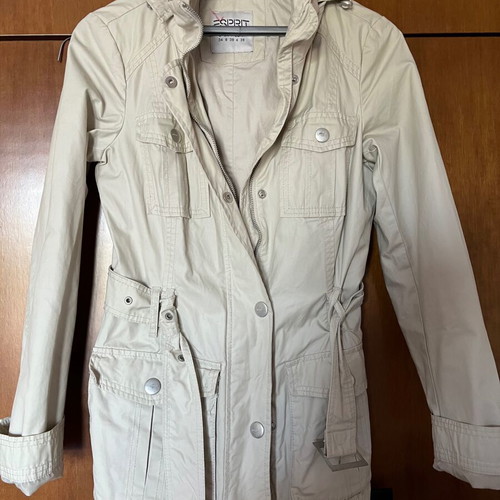 Esprit trench coat used, beige, size S with belt and hood