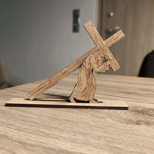 Handmade wooden decorative figure Christ Carrying the Cross new