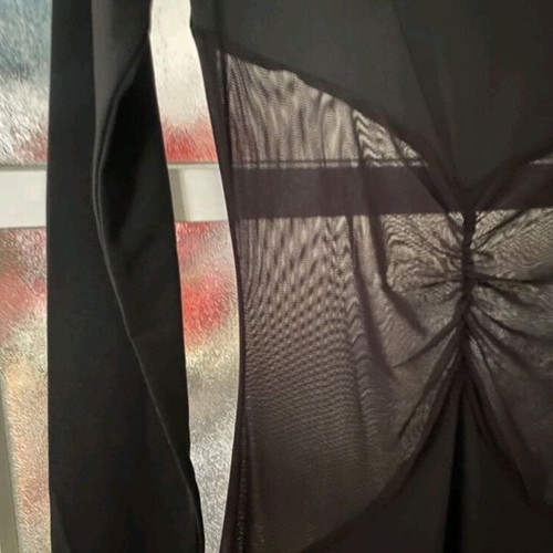 Maxi long-sleeve dress new with black transparency, size S