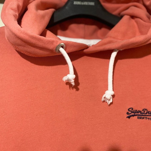 Superdry hoodie like new, pink coral, unisex, size L slim fit