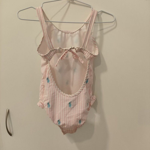 Ralph Lauren children's one-piece swimsuit, pink and white stripes
