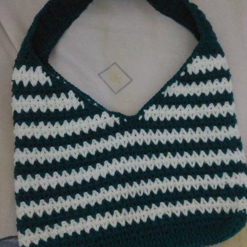 Crochet hobo bag shoulder striped, new