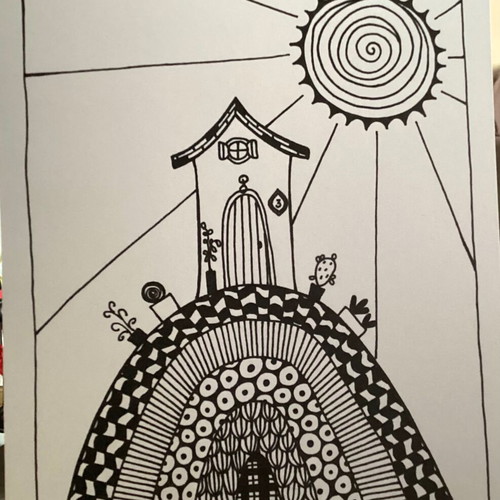 House sketch original on acid free watercolor paper 14.8x20.5cm